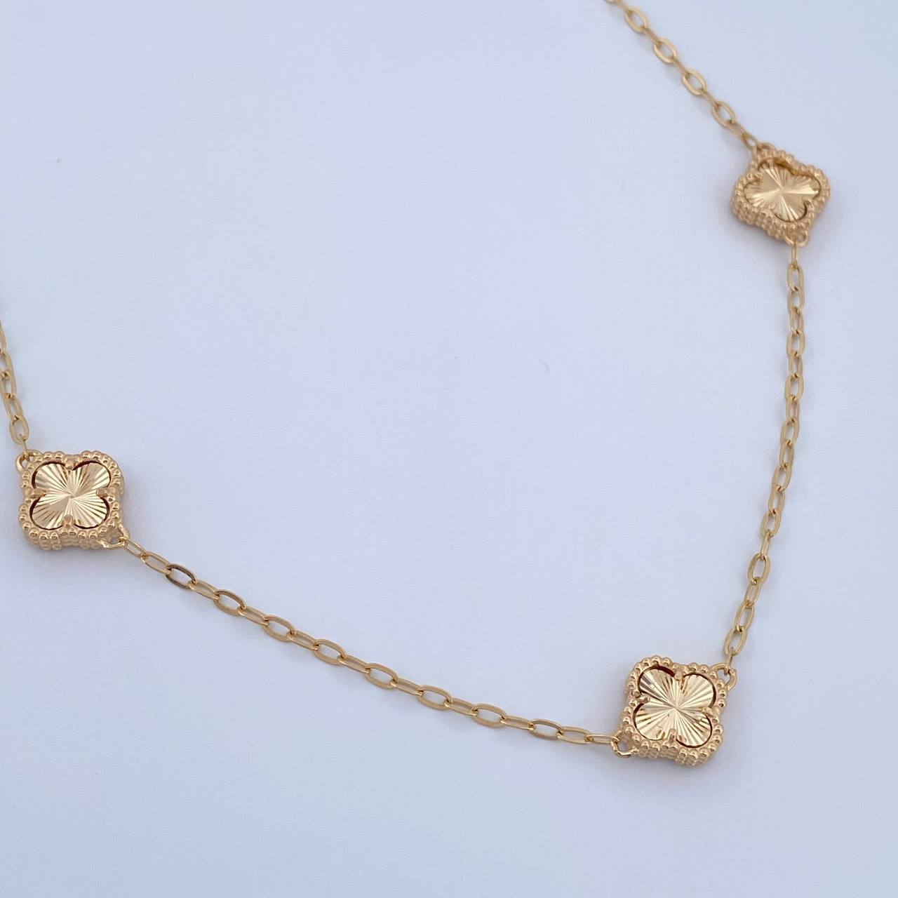 Cadena Aro Seguido Trebol 8.2gr / 51.3cm / 1.6mm Diamantado Oro Amarillo Nac.Esp. 18K &
