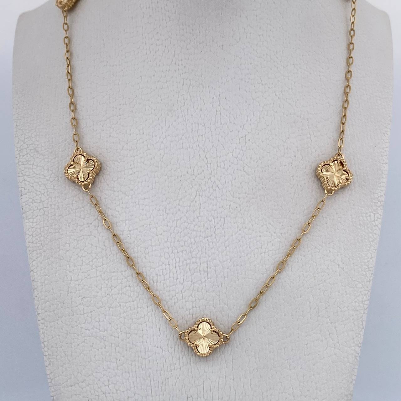 Cadena Aro Seguido Trebol 8.2gr / 51.3cm / 1.6mm Diamantado Oro Amarillo Nac.Esp. 18K &