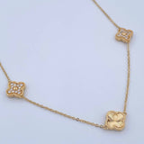 Cadena Aro Seguido Trebol 11.35gr / 48.9cm / 1.3mm Diamantado Circones Blancos Oro Amarillo Nac.Esp. 18K &