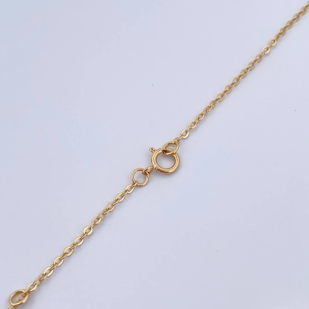 Cadena Aro Seguido Trebol 11.35gr / 48.9cm / 1.3mm Diamantado Circones Blancos Oro Amarillo Nac.Esp. 18K &