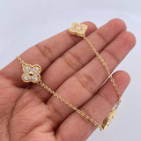 Cadena Aro Seguido Trebol 11.35gr / 48.9cm / 1.3mm Diamantado Circones Blancos Oro Amarillo Nac.Esp. 18K &