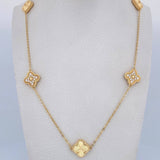 Cadena Aro Seguido Trebol 11.35gr / 48.9cm / 1.3mm Diamantado Circones Blancos Oro Amarillo Nac.Esp. 18K &