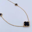 Cadena Aro Seguido Trebol 5.95gr / 43.2cm / 1.4mm Onix Negra Oro Amarillo Nac.Esp. 18K &