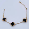 Pulso Aro Seguido Trebol 5.35gr / 18.9cm / 1.6mm Onix Negra Oro Amarillo Nac.Esp. 18K &