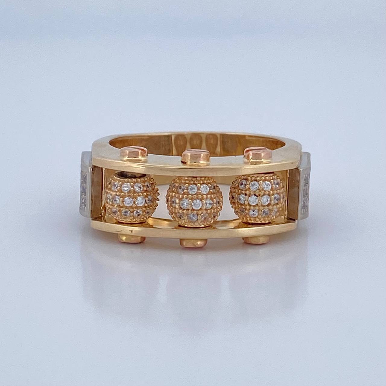 Anillo Bolas De Fuego 11.85gr / T9 3/4 / Oro 18K $