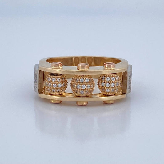 Anillo Bolas De Fuego 11.85gr / T9 3/4 / Oro 18K $