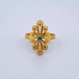 Anillo Filigrana 3.45gr / T8 3/4 / Circon Verde Oro Amarillo 18K &
