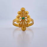Anillo Filigrana 3.45gr / T8 3/4 / Circon Verde Oro Amarillo 18K &