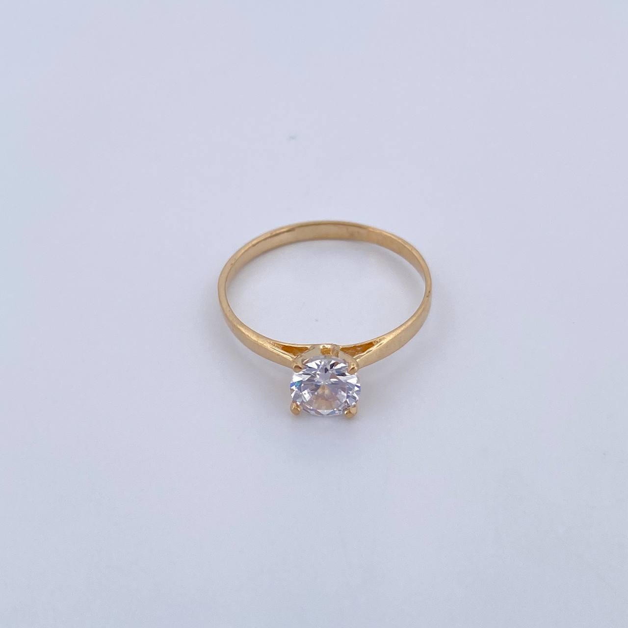 Anillo Solitario 1.4gr / T6 1/2 / Circon Blanco Oro Amarillo 18K &