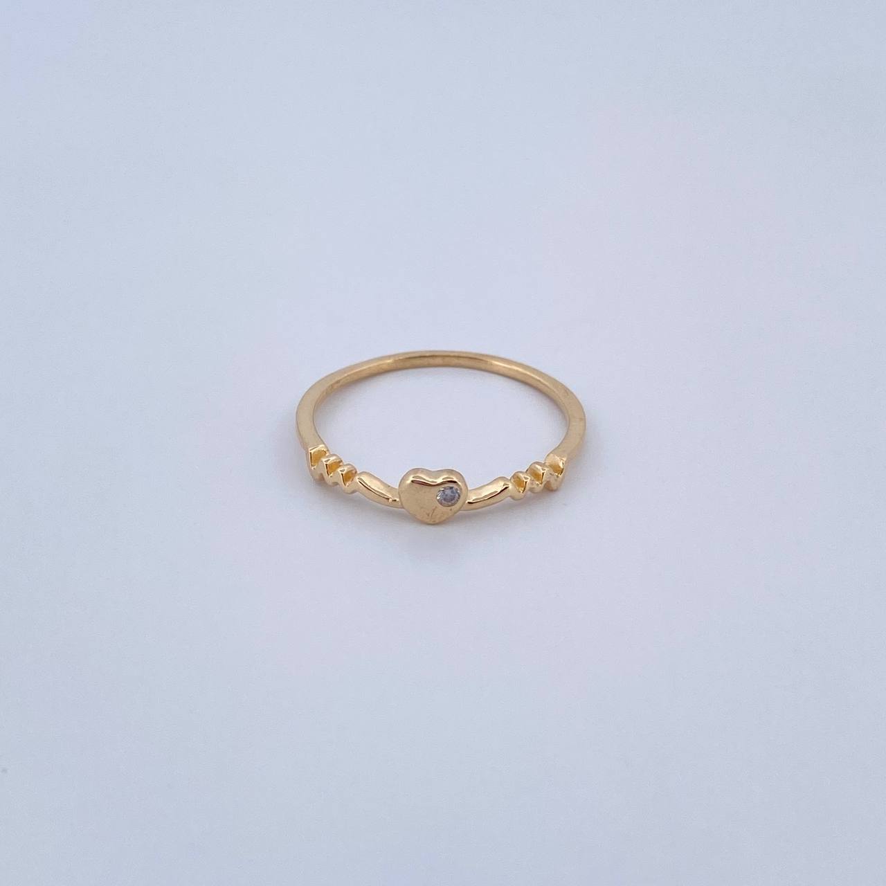 Anillo Corazon Linea De Vida 1.3gr / T7 / Circon Blanco Oro Amarillo 18K &