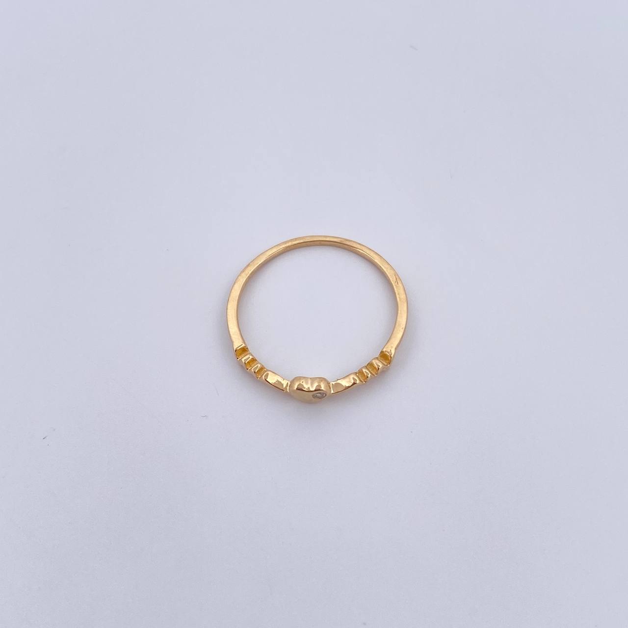 Anillo Corazon Linea De Vida 1.3gr / T7 / Circon Blanco Oro Amarillo 18K &