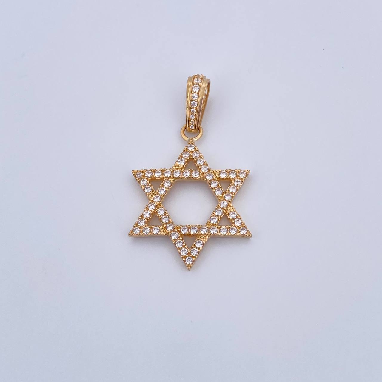 Dije Estrella De David 4.05gr / 3.6cm / Circones Blancos Oro Amarillo 18K &