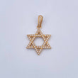 Dije Estrella De David 4.05gr / 3.6cm / Circones Blancos Oro Amarillo 18K &