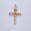 Dije Cruz Clavo 4.05gr / 4.6cm / Circones Blancos Dos Oros Amarillo Blanco 18K &