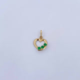 Dije Silueta Corazon 0.4gr / 1.7cm / Circones Verdes Oro Amarillo 18K &