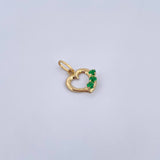 Dije Silueta Corazon 0.4gr / 1.7cm / Circones Verdes Oro Amarillo 18K &