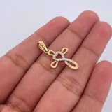 Dije Cruz Corazon 1gr / 2.5cm / Circones Blancos Oro Amarillo 18K &