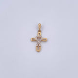 Dije Cruz Corazon 1gr / 2.5cm / Circones Blancos Oro Amarillo 18K &