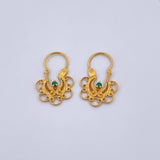 Candongas Reina 2.1gr / 2.2cm / Filigrana Circon Verde Oro Amarillo 18K &