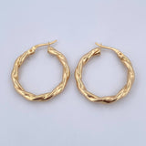 Candongas Gema 3gr / 2.7cm / Entorchada Relieve Oro Amarillo 18K &