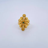 Anillo Filigrana 4.4gr / T6 3/4 / Circon Verde Oro Amarillo 18K &