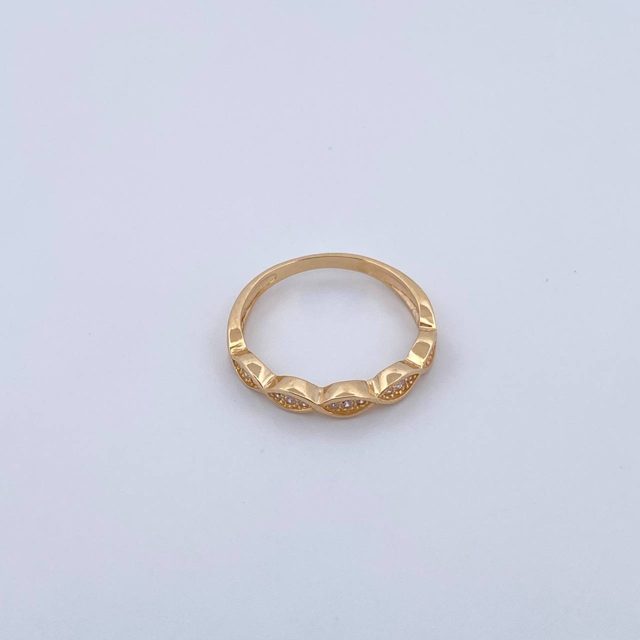Anillo Ojos Infinitos 2.05gr / T6 1/4 / Circones Blancos Oro Amarillo 18K $