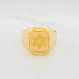 Anillo Sello Estrella David 3.45g / T10 Oro Amarillo 18K