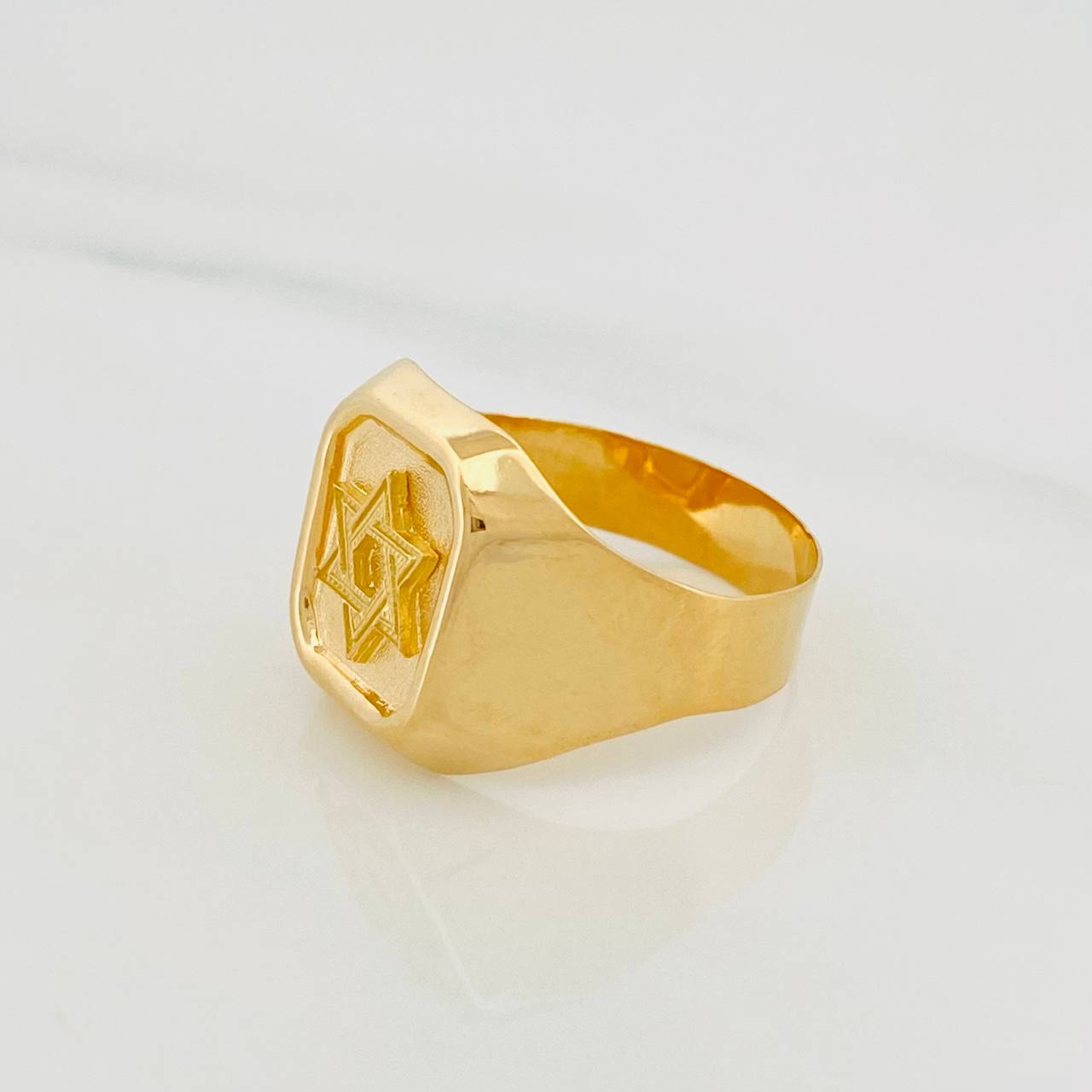 Anillo Sello Estrella David 3.45g / T10 Oro Amarillo 18K