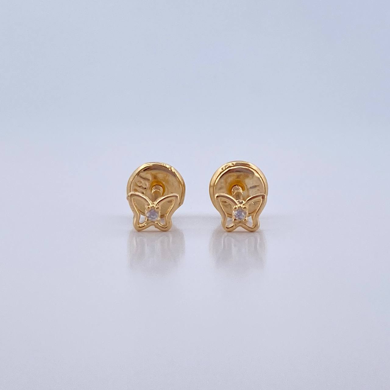 Topos Mariposa 0.45gr / Circon Blanco Oro Amarillo 18K $