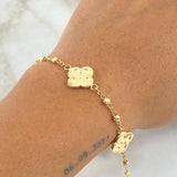 Pulso Flores Mate 5.5gr / 19cm / Borde Diamantado Oro Amarillo 18K
