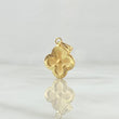 Dije Trebol VCyA 0.9gr / 2.1cm / Mate Borde Rayado Oro Amarillo 18K *