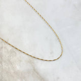 Cadena Veneciana Trenzada 1.4gr / 40cm / 0.8mm Dos Oros Amarillo Blanco +3 18K *