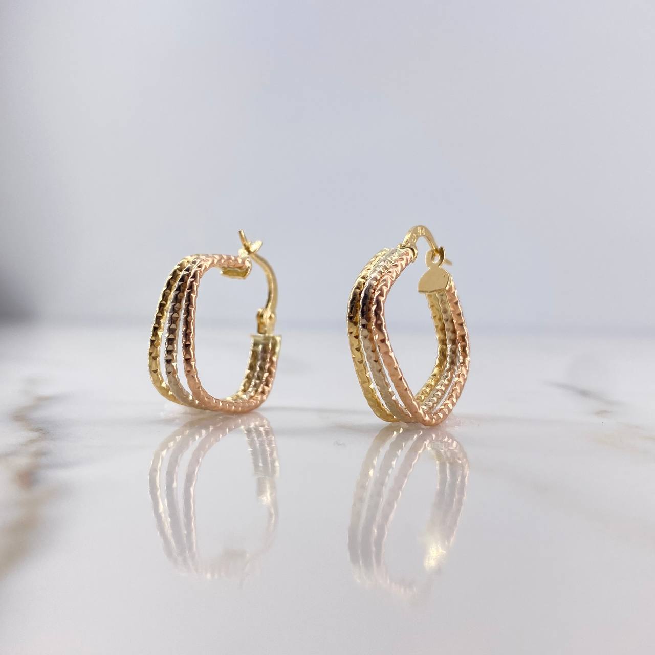 Candongas Daki Rombo 1.85gr / 2.2cm / Diamantadas Tres Oro 18K #