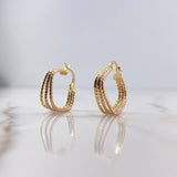 Candongas Daki Rombo 1.85gr / 2.2cm / Diamantadas Tres Oro 18K #