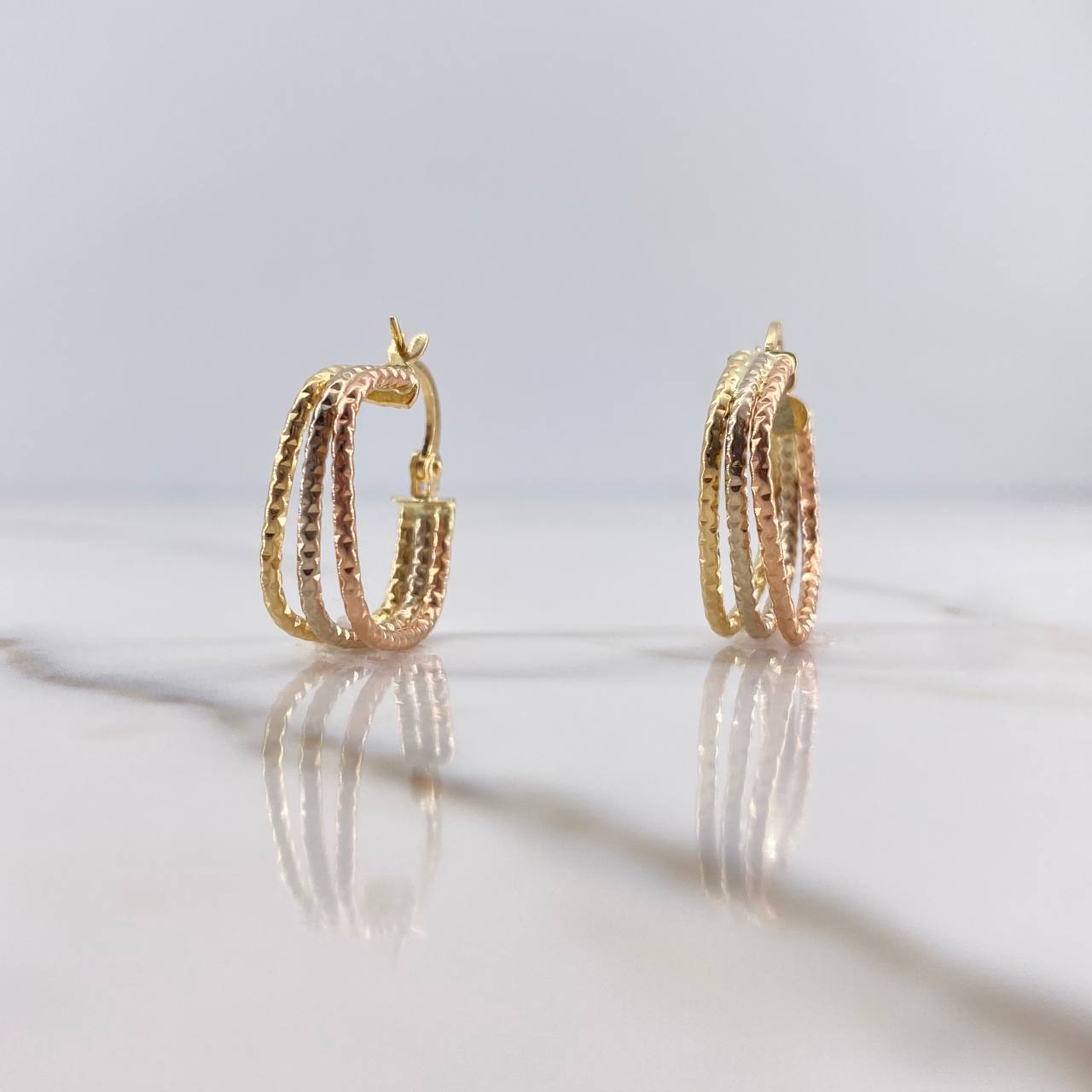 Candongas Daki Rombo 1.85gr / 2.2cm / Diamantadas Tres Oro 18K #