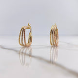 Candongas Daki Rombo 1.85gr / 2.2cm / Diamantadas Tres Oro 18K #