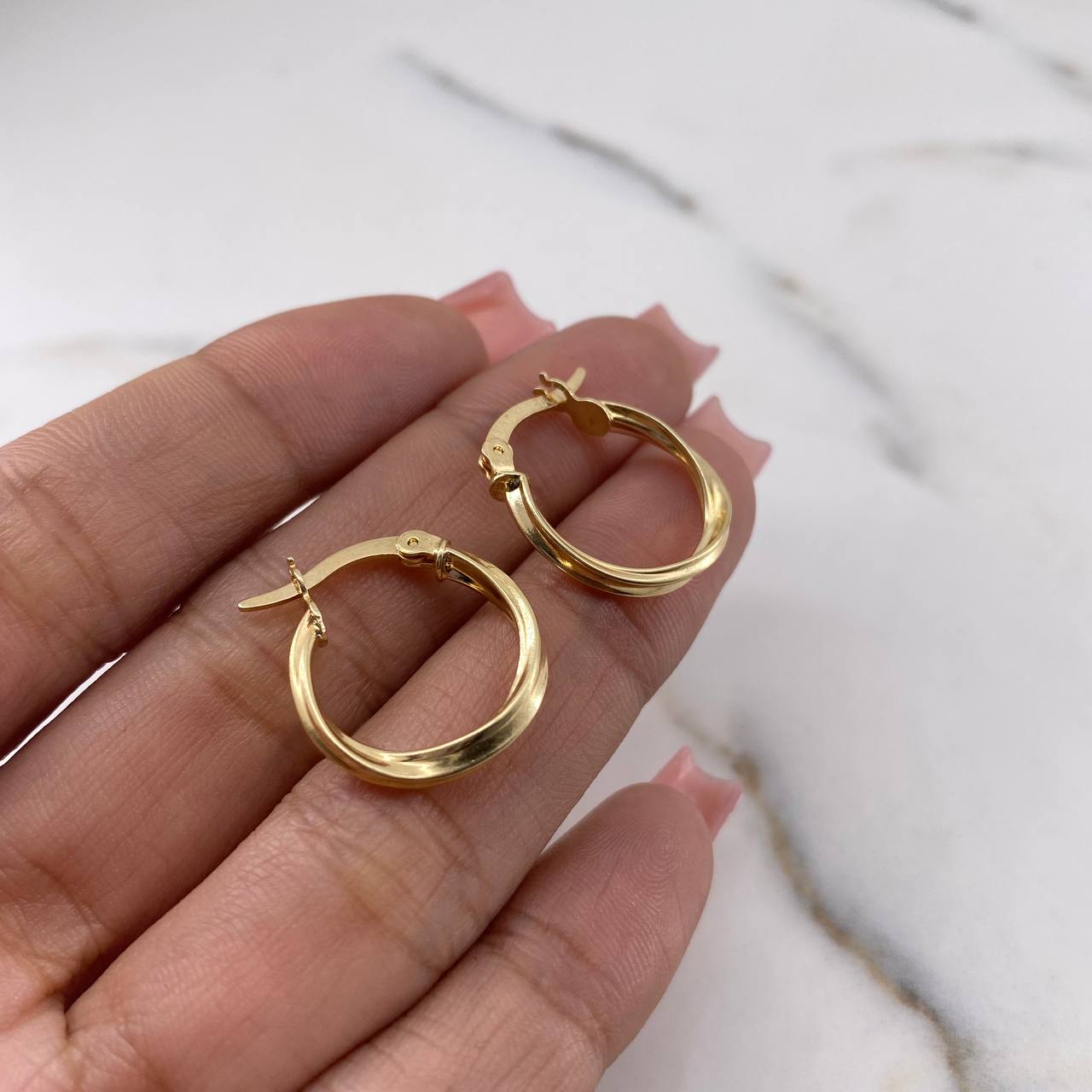 Candongas Hada 1.45gr / 1.4cm / Rayada Oro Amarillo 18K #