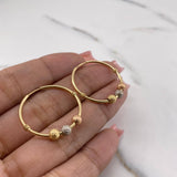 Candongas Aro 1.95gr / 2.5cm / Bolas Dimantadas Tres Oros Oro Amarillo 18K #