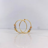 Candongas Aro 1.95gr / 2.5cm / Bolas Dimantadas Tres Oros Oro Amarillo 18K #