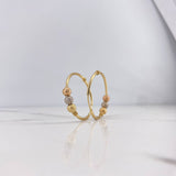 Candongas Aro 1.95gr / 2.5cm / Bolas Dimantadas Tres Oros Oro Amarillo 18K #