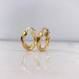 Candongas Clau 2.35gr / 1.9cm / Rayadas Oro Amarillo 18K $