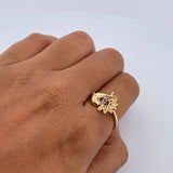 Anillo Flor Delfin 15's 2.5gr / T7 1/4 / Circones Blancos Dos Oros Amarillo Blanco 18K $