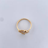 Anillo Flor Delfin 15's 2.5gr / T7 1/4 / Circones Blancos Dos Oros Amarillo Blanco 18K $