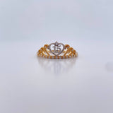 Anillo Corona Corazon 15's 2.55gr / T10 3/4/ Circones Blancos Dos Oros Amarillo Blanco 18K $