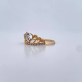 Anillo Corona Corazon 15's 2.55gr / T10 3/4/ Circones Blancos Dos Oros Amarillo Blanco 18K $