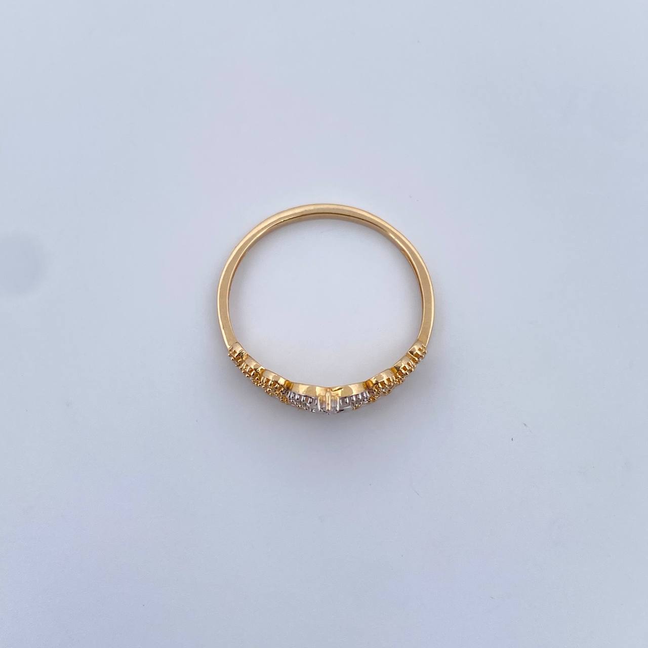 Anillo Corona Corazon 15's 2.55gr / T10 3/4/ Circones Blancos Dos Oros Amarillo Blanco 18K $