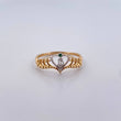 Anillo Corona Corazon 15's 1.85gr / T8 3/4 / Circon Verde Dos Oros Amarillo Blanco 18K $