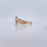 Anillo Corona Corazon 15's 1.85gr / T8 3/4 / Circon Verde Dos Oros Amarillo Blanco 18K $
