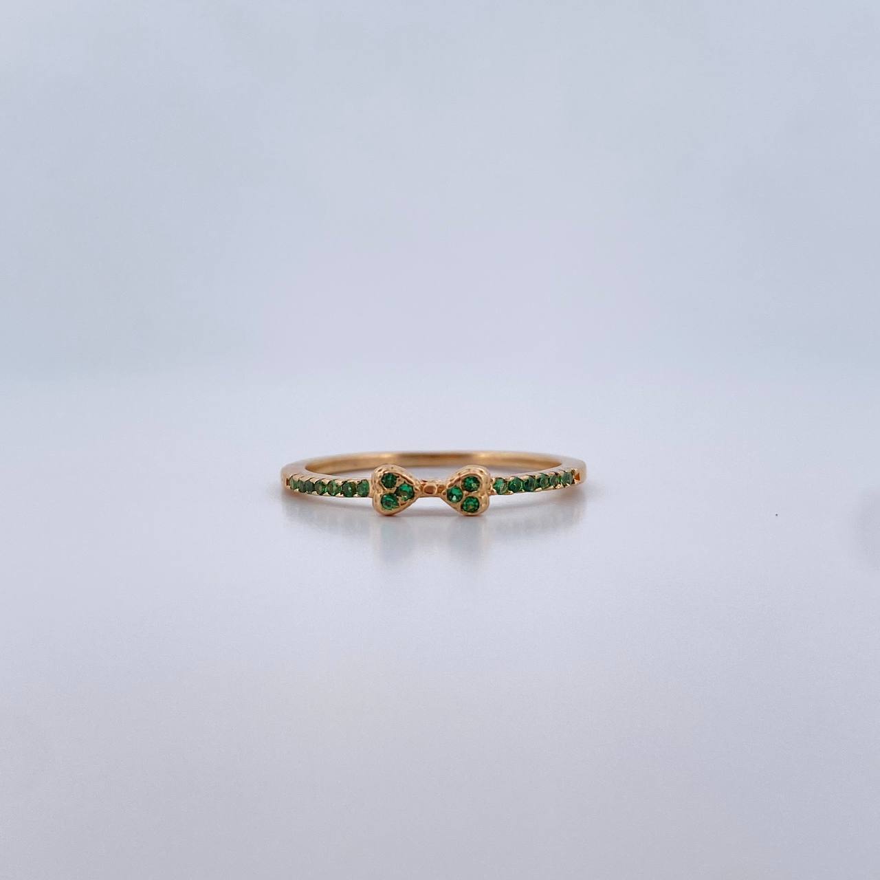 Anillo Moño Churumbela 1.75gr / T7 / Circones Verdes Oro Amarillo 18K $