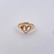 Anillo Flor Corazon 15's 2.05gr / T6 1/2 / Circones Blancos Fucsias  Dos Oros Amarillo Blanco 18K $